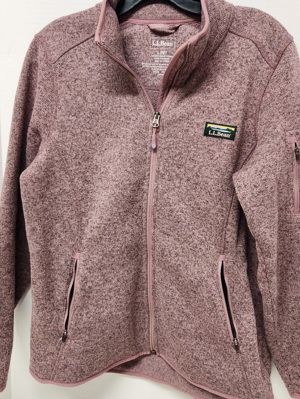 L.L Bean Large Petite Ash Pink Fleece Jacket